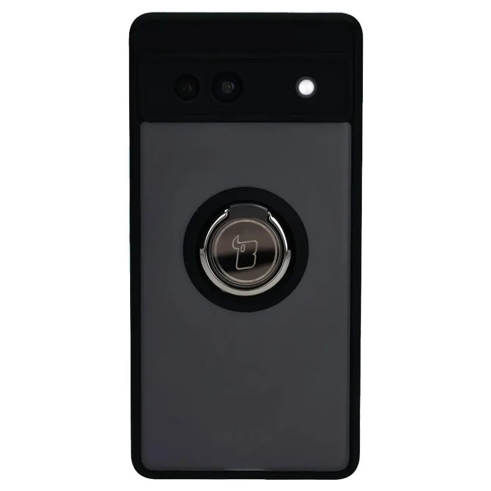 Etui z uchwytem na palec Bizon Case Hybrid Ring do Google Pixel 7A przydymione z czarną ramką