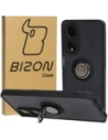 Pouzdro s úchopem na prst Bizon Case Hybrid Ring pro Oppo A98 5G kouřové s černým rámem