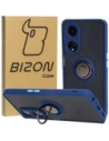 Etui s úchytem na prst Bizon Case Hybrid Ring pro Oppo A98 5G kouřové s modrým rámečkem