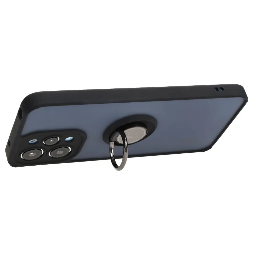Etui z uchwytem na palec Bizon Case Hybrid Ring do Xiaomi Redmi 12 przydymione z czarną ramką
