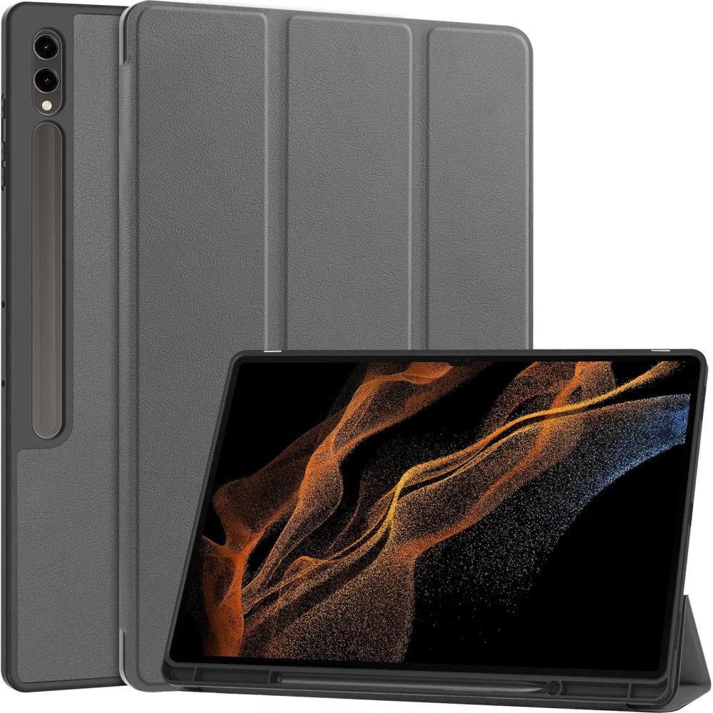 Etui Bizon Case Tab Lizard do Samsung Galaxy Tab S10 Ultra / S9 Ultra szare