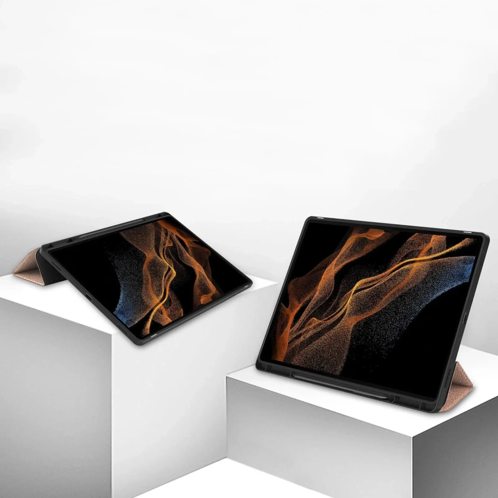 Etui Bizon Case Tab Lizard do Samsung Galaxy Tab S10 Ultra / S9 Ultra różowozłote