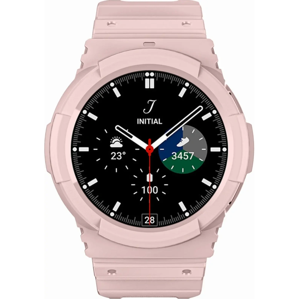 Etui z paskiem Bizon Strap + Case Watch Action do Samsung Galaxy Watch 4 / 5 44 mm jasnoróżowe