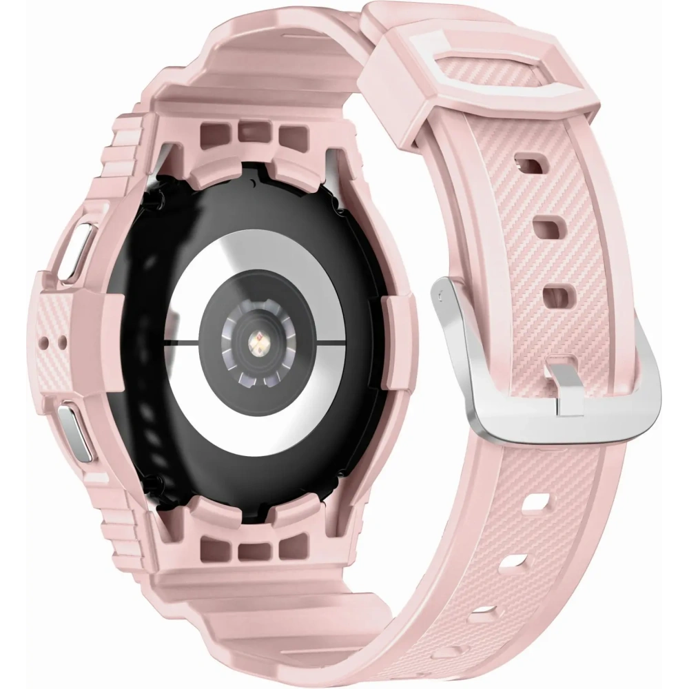 Etui z paskiem Bizon Strap + Case Watch Action do Samsung Galaxy Watch 4 / 5 44 mm jasnoróżowe