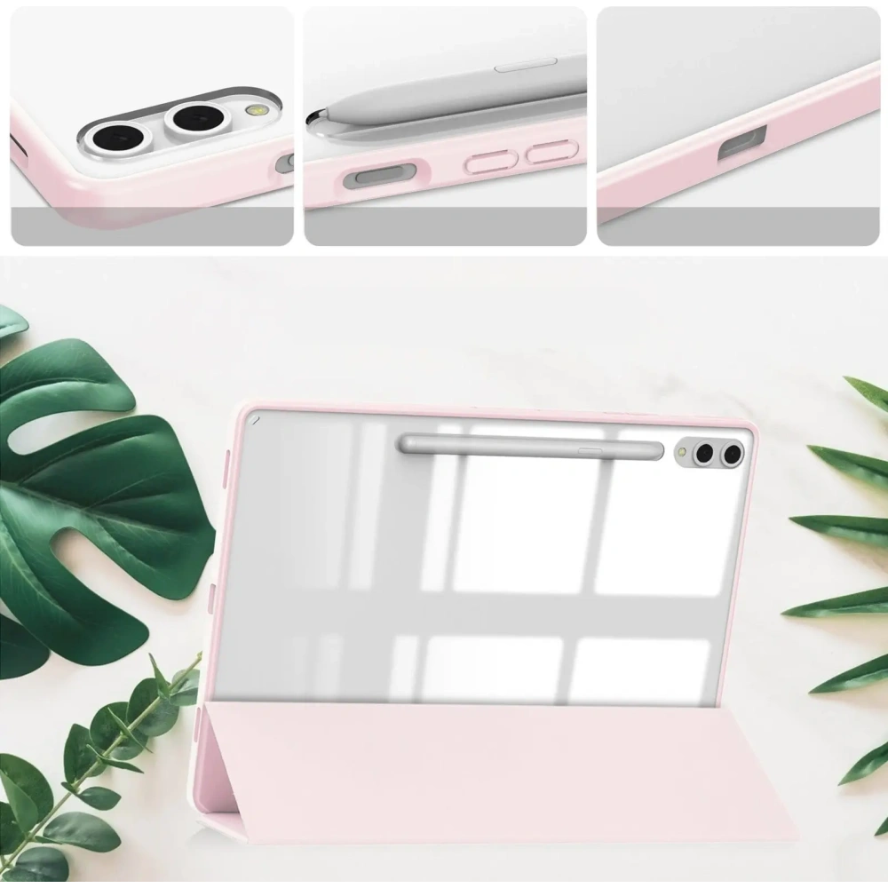 Etui Bizon Case Tab Clear Matt do Samsung Galaxy Tab S10 Plus / S9 Plus jasnoróżowe