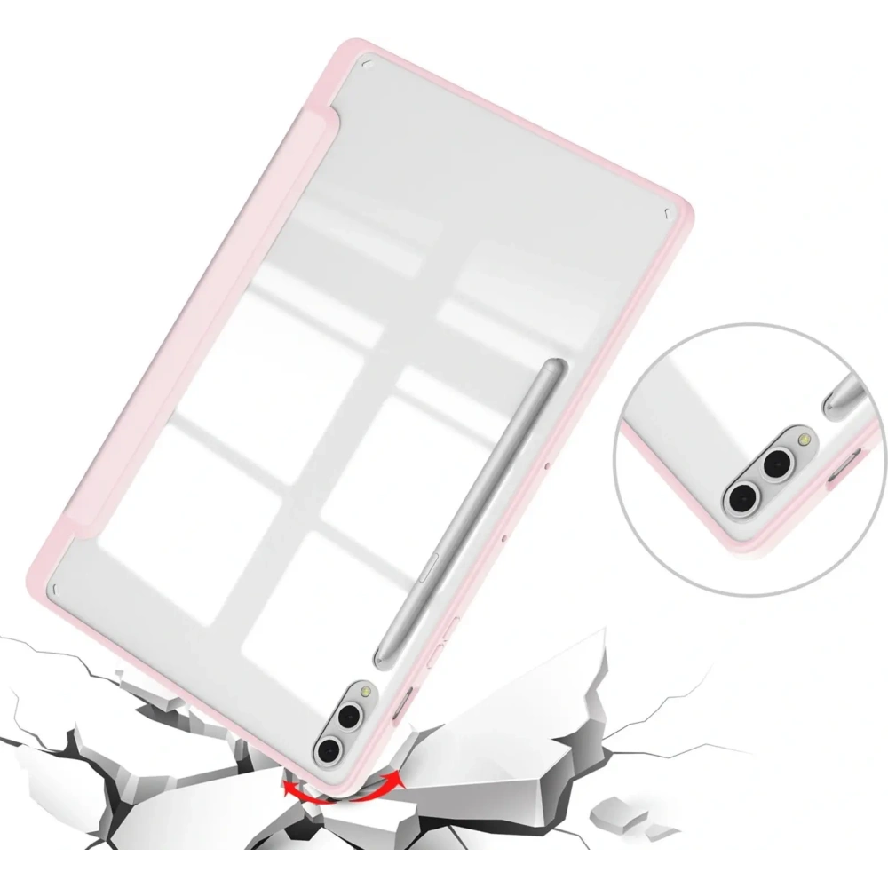 Etui Bizon Case Tab Clear Matt do Samsung Galaxy Tab S10 Plus / S9 Plus jasnoróżowe