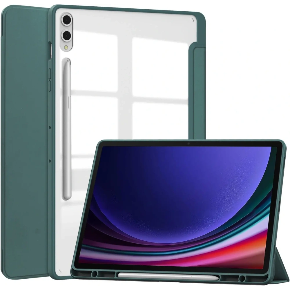 Etui Bizon Case Tab Clear Matt do Samsung Galaxy Tab S10 Plus / S9 Plus ciemnozielone
