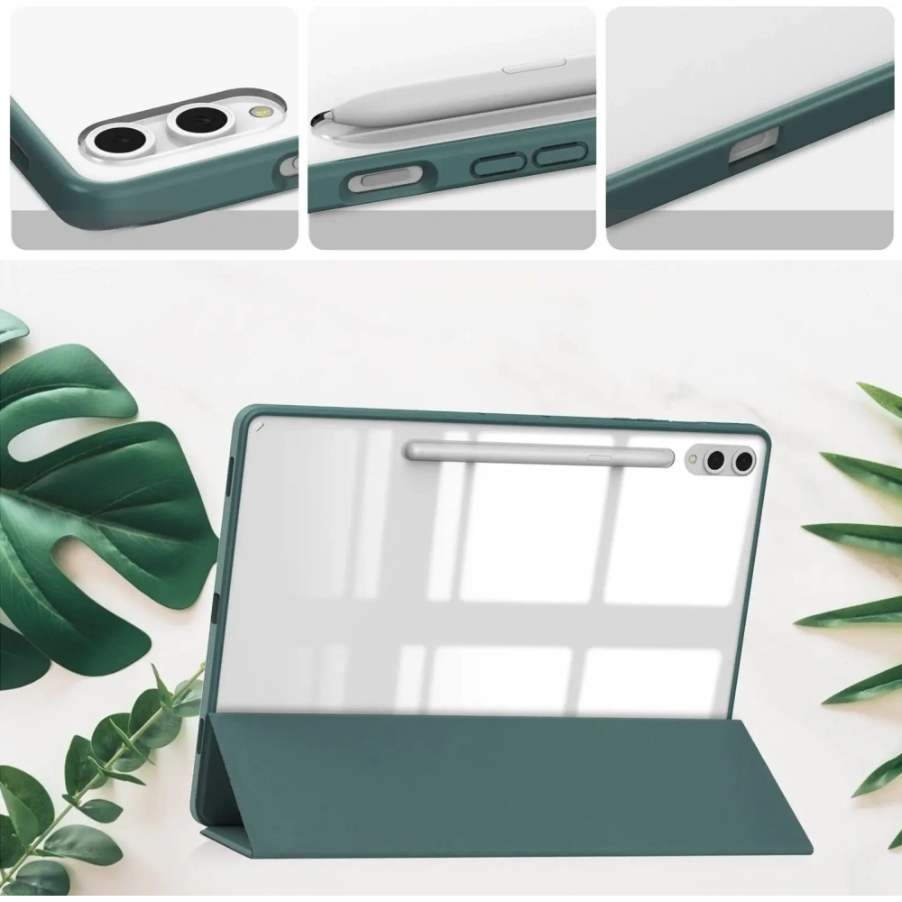 Etui Bizon Case Tab Clear Matt do Samsung Galaxy Tab S10 Plus / S9 Plus ciemnozielone