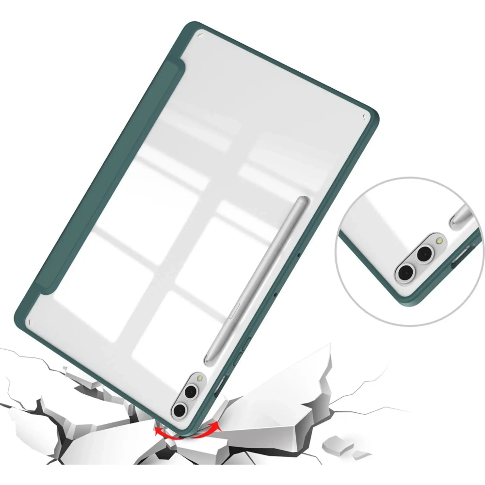 Etui Bizon Case Tab Clear Matt do Samsung Galaxy Tab S10 Plus / S9 Plus ciemnozielone