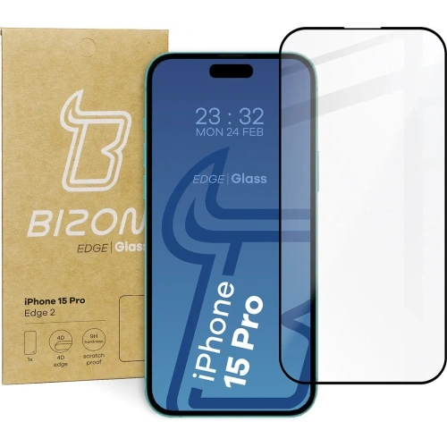 Kup Szkło hartowane Bizon Glass Edge 2 do Apple iPhone 15 Pro czarne - BIZ3094 - {ean13} - Sklep Home Screen