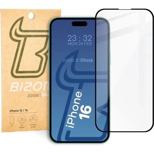 Buy Bizon Glass Edge 2 Apple iPhone 15 / 16 black - BIZ3095 - {ean13} - Home Screen Store Europe