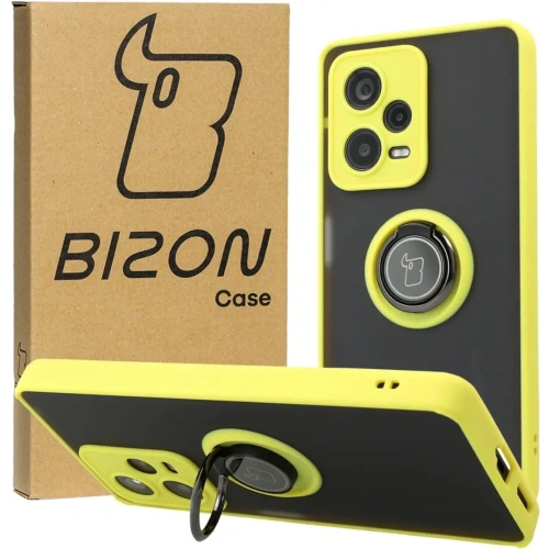 Buy Bizon Case Hybrid Ring Xiaomi Redmi Note 12 Pro+ 5G smoky with a yellow frame - BIZ3112 - {ean13} - Home Screen Store Europe
