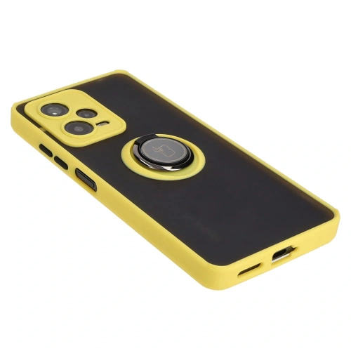 Buy Bizon Case Hybrid Ring Xiaomi Redmi Note 12 Pro+ 5G smoky with a yellow frame - BIZ3112 - {ean13} - Home Screen Store Europe