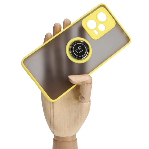 Buy Bizon Case Hybrid Ring Xiaomi Redmi Note 12 Pro+ 5G smoky with a yellow frame - BIZ3112 - {ean13} - Home Screen Store Europe