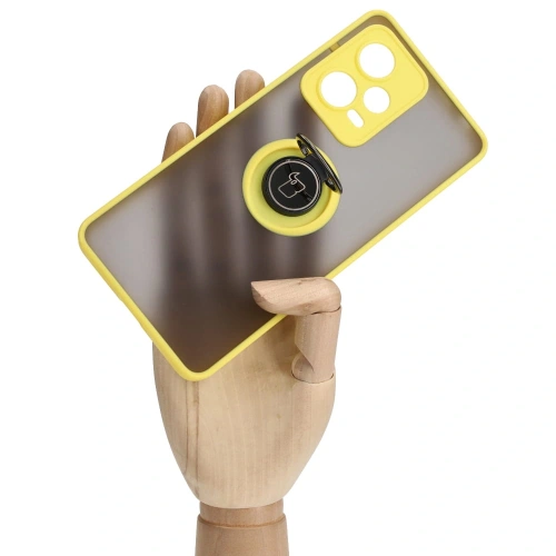 Buy Bizon Case Hybrid Ring Xiaomi Redmi Note 12 Pro+ 5G smoky with a yellow frame - BIZ3112 - {ean13} - Home Screen Store Europe