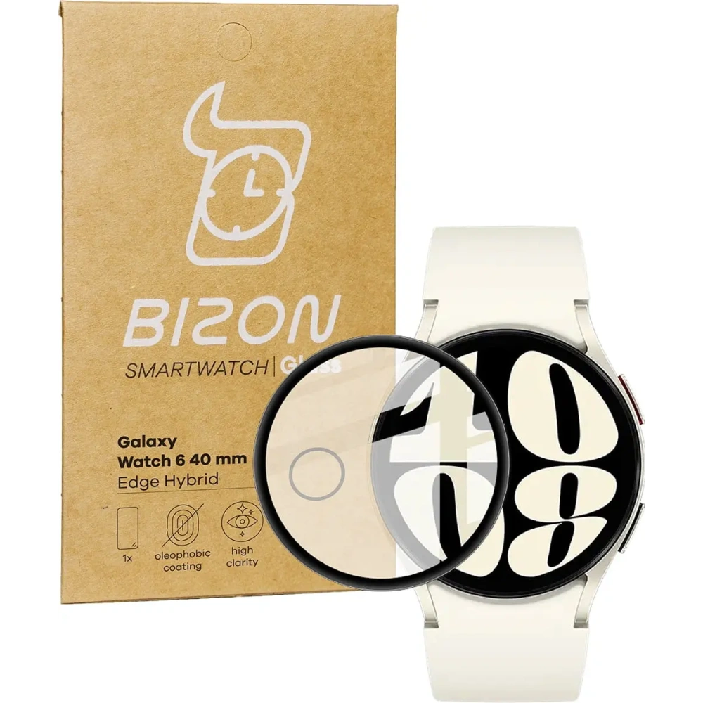 Szkło hybrydowe Bizon Glass Watch Edge Hybrid do Samsung Galaxy Watch 6 40mm czarne