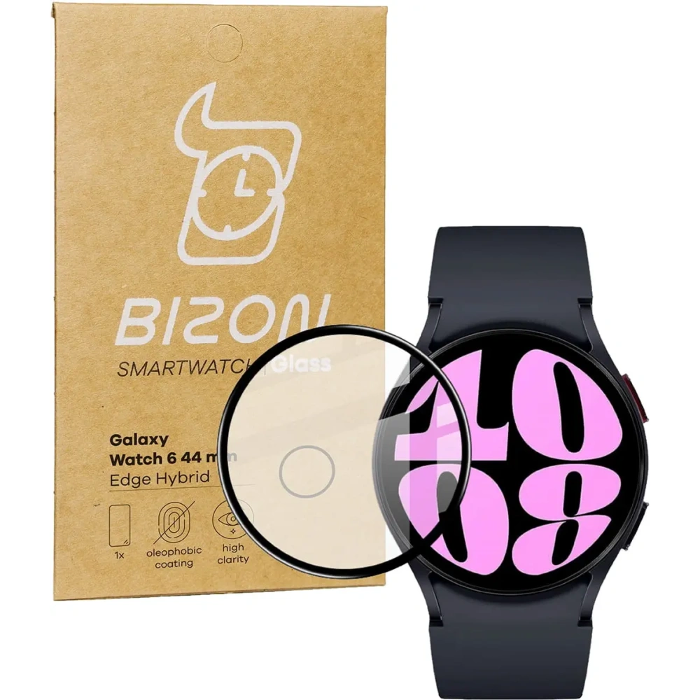 Szkło hybrydowe Bizon Glass Watch Edge Hybrid do Samsung Galaxy Watch 6 44mm czarne