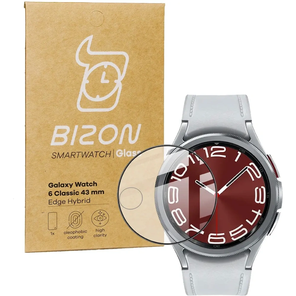 Szkło hybrydowe Bizon Glass Watch Edge Hybrid do Samsung Galaxy Watch 6 Classic 43mm czarne