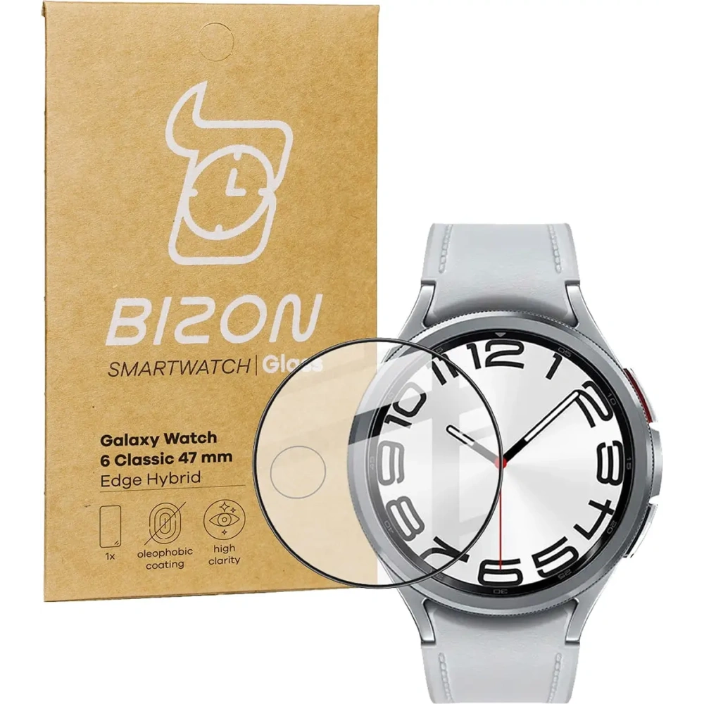 Szkło hybrydowe Bizon Glass Watch Edge Hybrid do Samsung Galaxy Watch 6 Classic 47 mm czarne