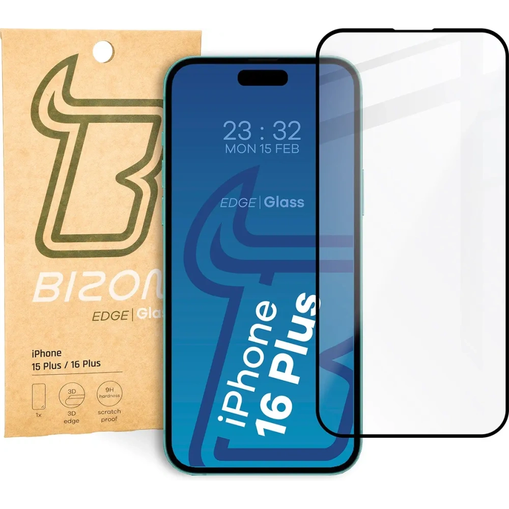 Szkło hartowane Bizon Glass Edge 2 do Apple iPhone 15 Plus / 16 Plus czarne