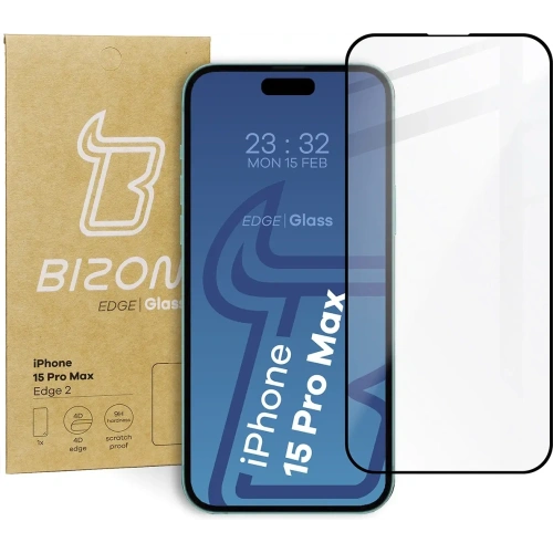 Kup Szkło hartowane Bizon Glass Edge 2 do Apple iPhone 15 Pro Max czarne - BIZ3141 - {ean13} - Sklep Home Screen