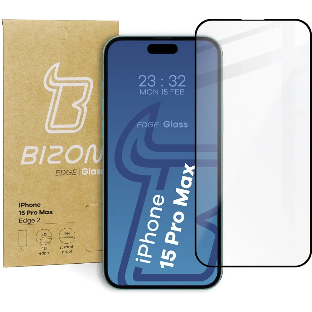 Szkło hartowane Bizon Glass Edge 2 do Apple iPhone 15 Pro Max czarne