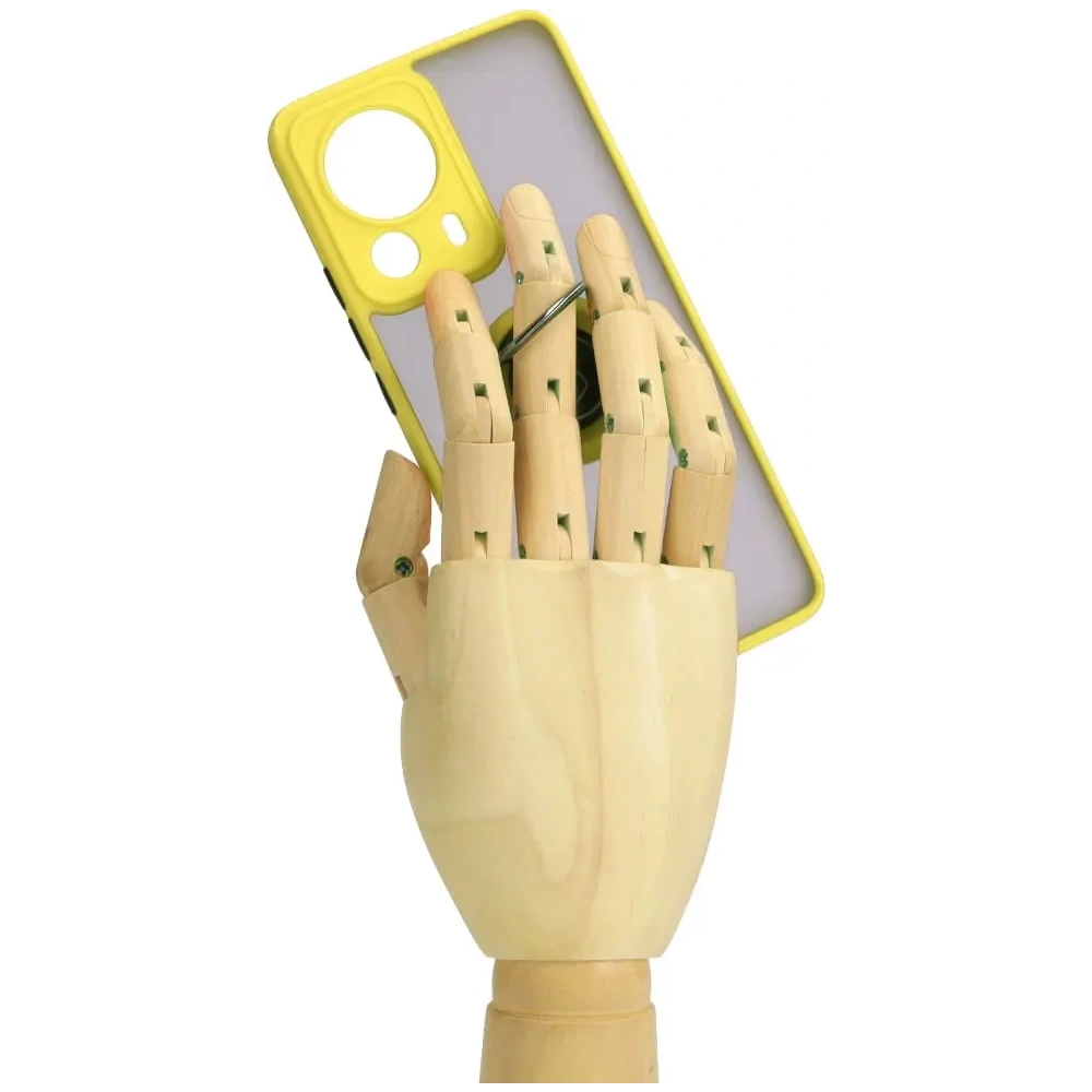 Etui z uchwytem na palec Bizon Case Hybrid Ring do Xiaomi 13 Lite przydymione z żółtą ramką