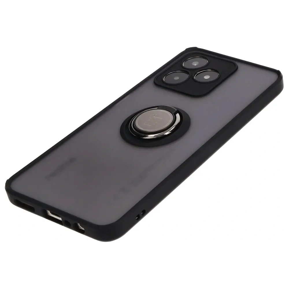 Etui z uchwytem na palec Bizon Case Hybrid Ring do Realme C53 / C51 przydymione z czarną ramką
