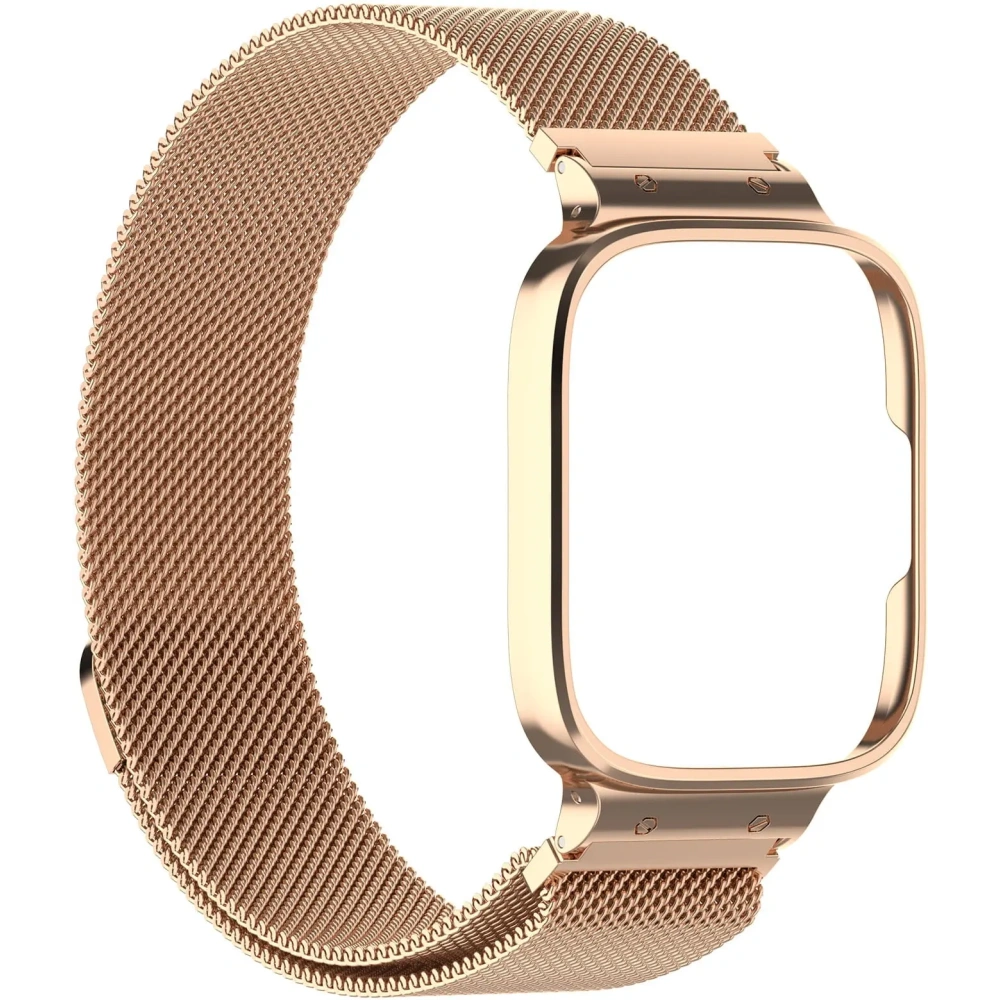 Etui z paskiem Bizon Strap + Case Watch Chain do Xiaomi Redmi Watch 3 Active różowozłote