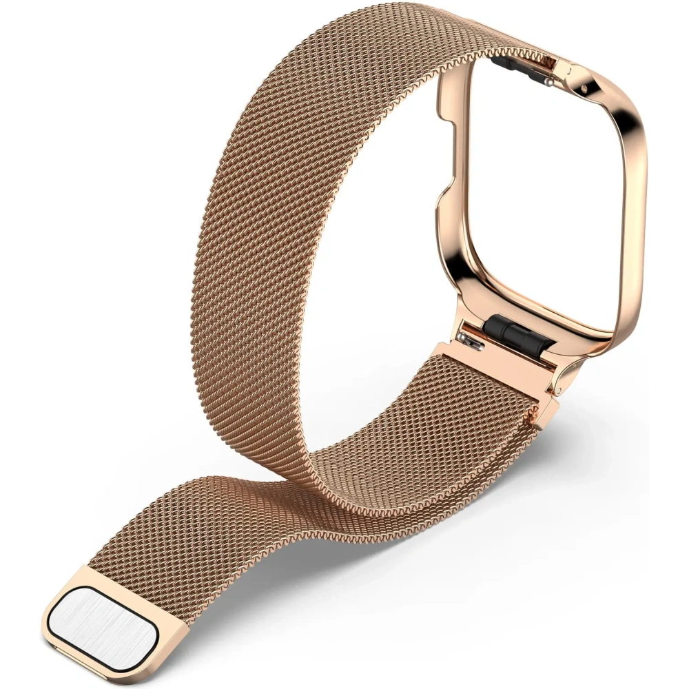 Etui z paskiem Bizon Strap + Case Watch Chain do Xiaomi Redmi Watch 3 Active różowozłote