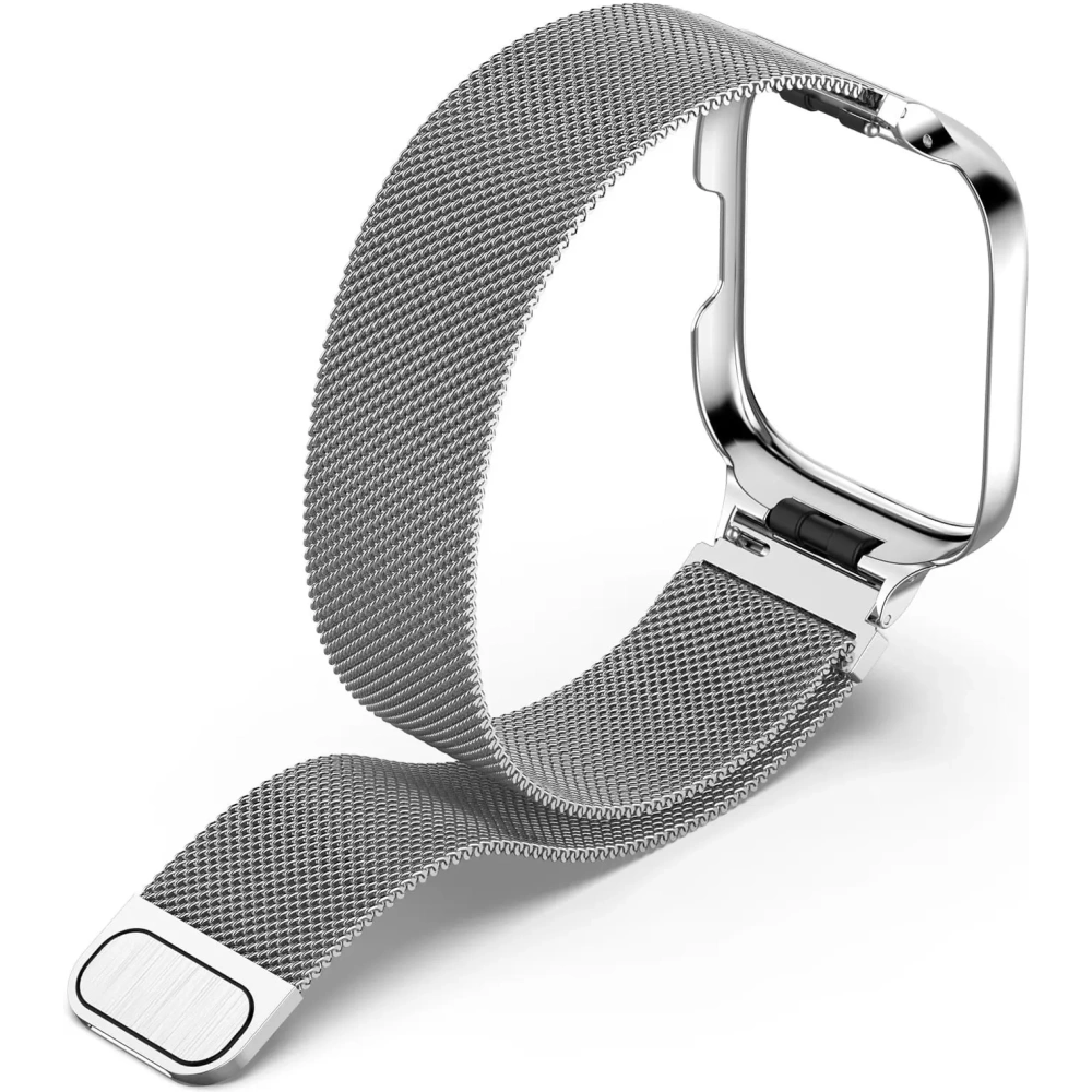 Etui z paskiem Bizon Strap + Case Watch Chain do Xiaomi Redmi Watch 3 Active srebrne