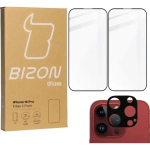 Kup 2x Szkło na ekran + szkło na aparat BIZON Edge do Apple iPhone 15 Pro - BIZ3196 - {ean13} - Sklep Home Screen