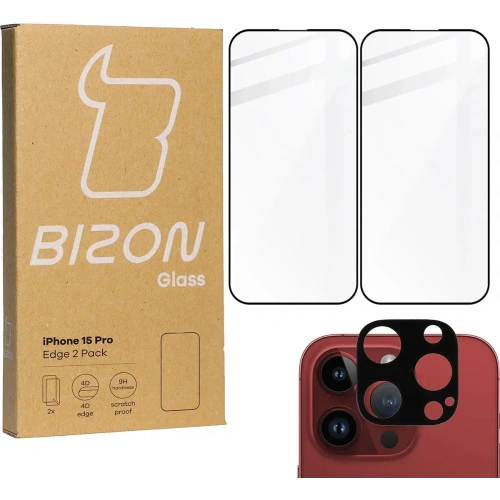 Kup BIZON Edge 2x sticlă pentru ecran + sticlă pentru cameră Apple iPhone 15 Pro - BIZ3196 - {ean13} - Sklep Home Screen
