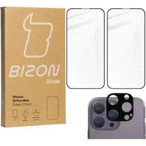 Kup 2x Szkło na ekran + szkło na aparat BIZON Edge do Apple iPhone 15 Pro Max - BIZ3197 - {ean13} - Sklep Home Screen