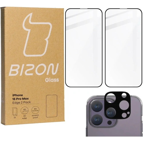Kup BIZON Edge 2x Bildschirmglas + Kameraglas Apple iPhone 15 Pro Max - BIZ3197 - {ean13} - Sklep Home Screen