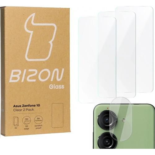 Kup 3x Szkło na ekran + szkło na aparat BIZON Clear do Asus Zenfone 10 - BIZ3203 - {ean13} - Sklep Home Screen