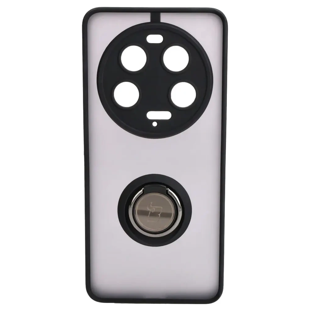 Etui z uchwytem na palec Bizon Case Hybrid Ring do Xiaomi 13 Ultra przydymione z czarną ramką