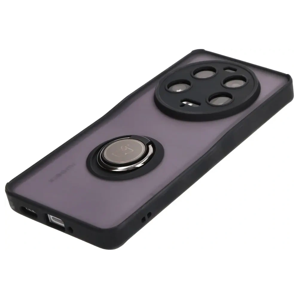 Etui z uchwytem na palec Bizon Case Hybrid Ring do Xiaomi 13 Ultra przydymione z czarną ramką