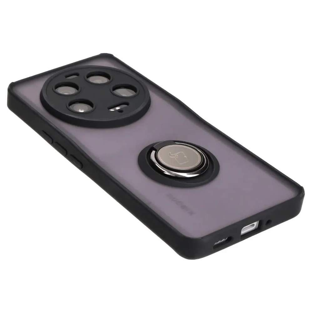 Etui z uchwytem na palec Bizon Case Hybrid Ring do Xiaomi 13 Ultra przydymione z czarną ramką