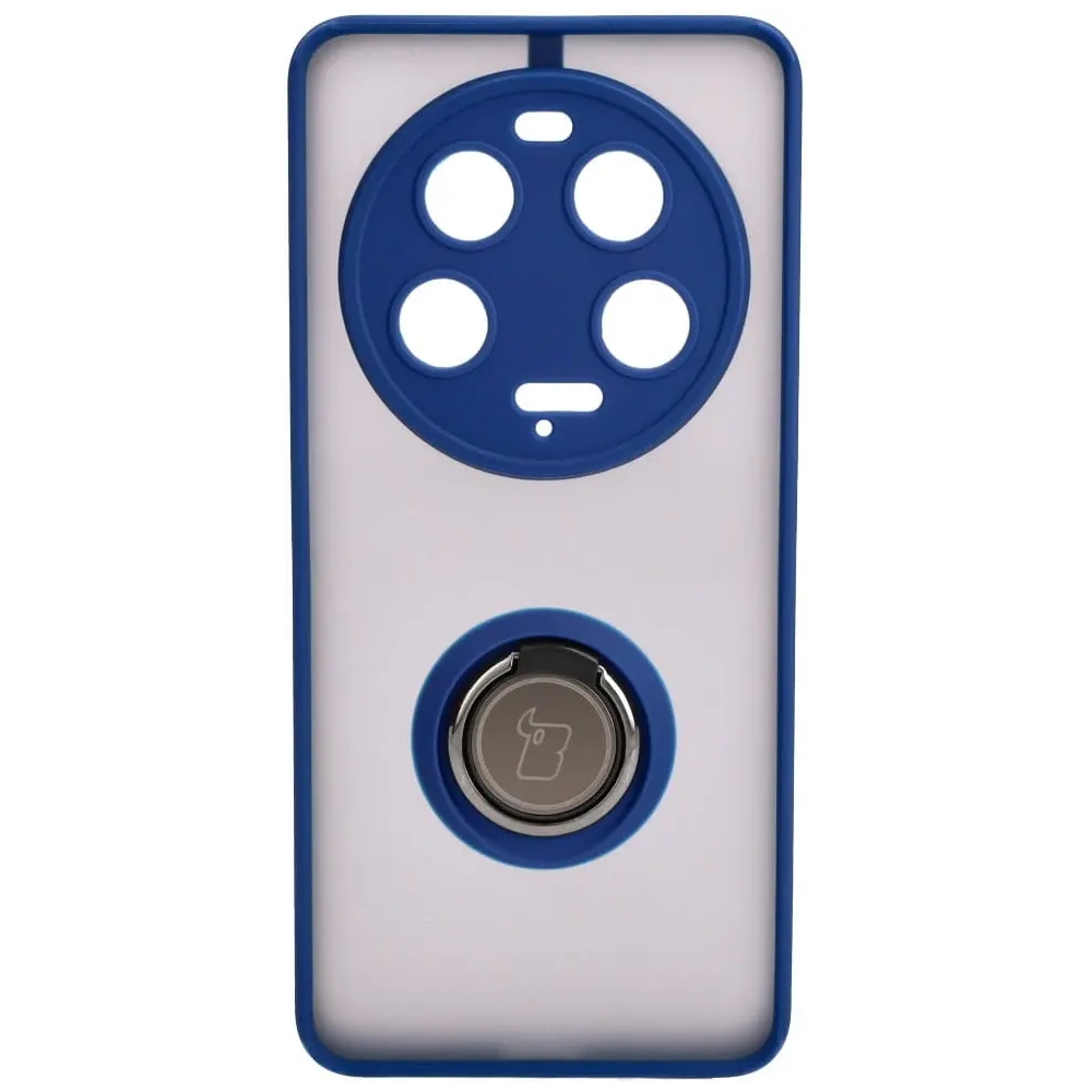 Etui z uchwytem na palec Bizon Case Hybrid Ring do Xiaomi 13 Ultra przydymione z granatową ramką