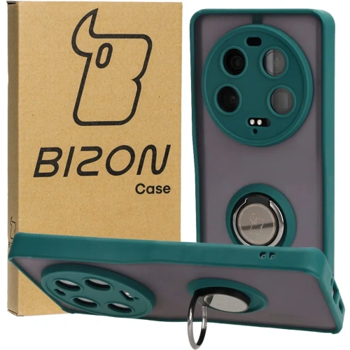 Kup Etui z uchwytem na palec Bizon Case Hybrid Ring do Xiaomi 13 Ultra przydymione z ciemnozieloną ramką - BIZ3221 - {ean13} - Sklep Home Screen