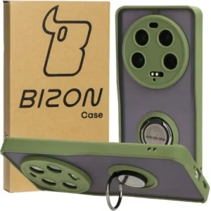 Kup Etui z uchwytem na palec Bizon Case Hybrid Ring do Xiaomi 13 Ultra przydymione z zieloną ramką - BIZ3222 - {ean13} - Sklep Home Screen