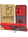 Etui z uchwytem na palec Bizon Case Hybrid Ring do Xiaomi 13 Ultra przydymione z czerwoną ramką