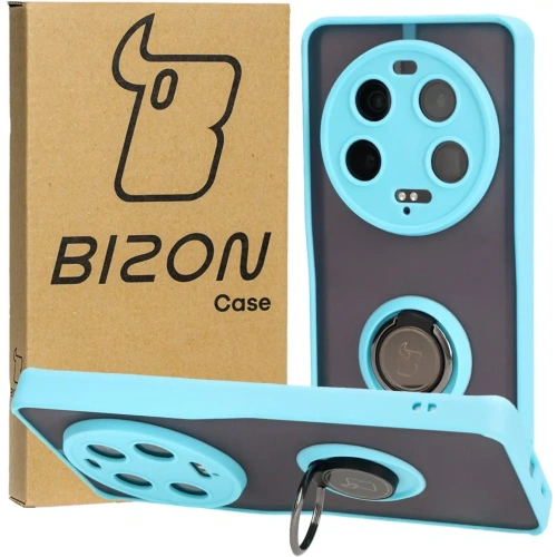 Kup Etui z uchwytem na palec Bizon Case Hybrid Ring do Xiaomi 13 Ultra przydymione z jasnoniebieską ramką - BIZ3224 - {ean13} - Sklep Home Screen