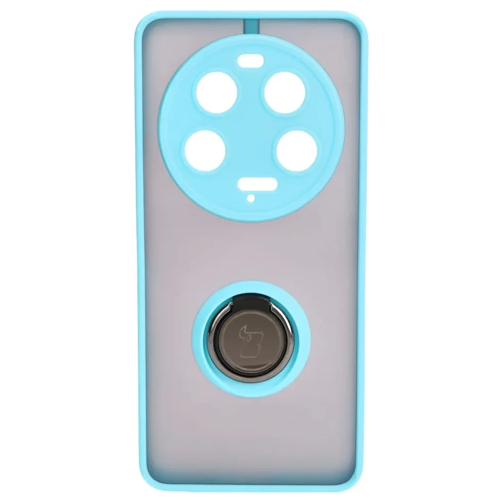 Etui z uchwytem na palec Bizon Case Hybrid Ring do Xiaomi 13 Ultra przydymione z jasnoniebieską ramką