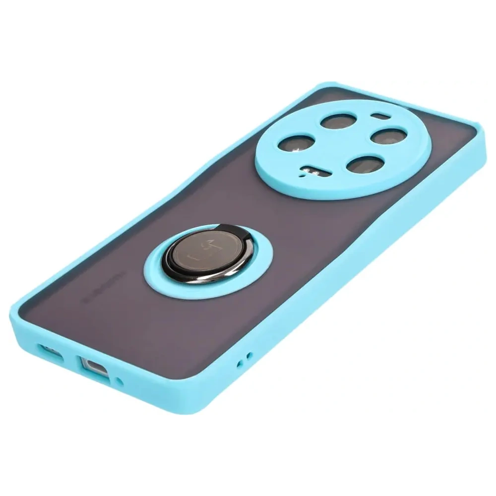 Etui z uchwytem na palec Bizon Case Hybrid Ring do Xiaomi 13 Ultra przydymione z jasnoniebieską ramką