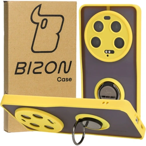 Kup Etui z uchwytem na palec Bizon Case Hybrid Ring do Xiaomi 13 Ultra przydymione z żółtą ramką - BIZ3225 - {ean13} - Sklep Home Screen