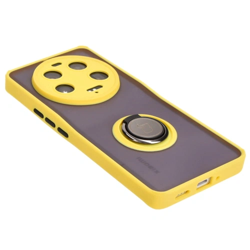 Kup Etui z uchwytem na palec Bizon Case Hybrid Ring do Xiaomi 13 Ultra przydymione z żółtą ramką - BIZ3225 - {ean13} - Sklep Home Screen