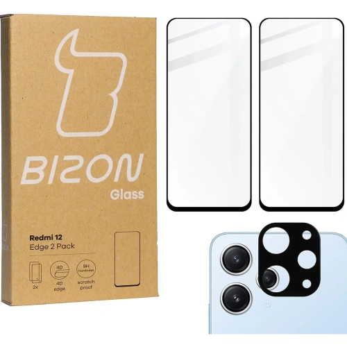 Buy BIZON Edge 2x screen glass + camera glass Xiaomi Redmi 12 - BIZ3232 - {ean13} - Home Screen Store Europe