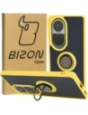 Carcasă hibridă Bizon pentru Oppo Reno10 / 10 Pro fumurie cu un cadru galben.
